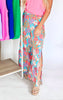 Floral Print Slit-Hem Palazzo Pants - Final Sale