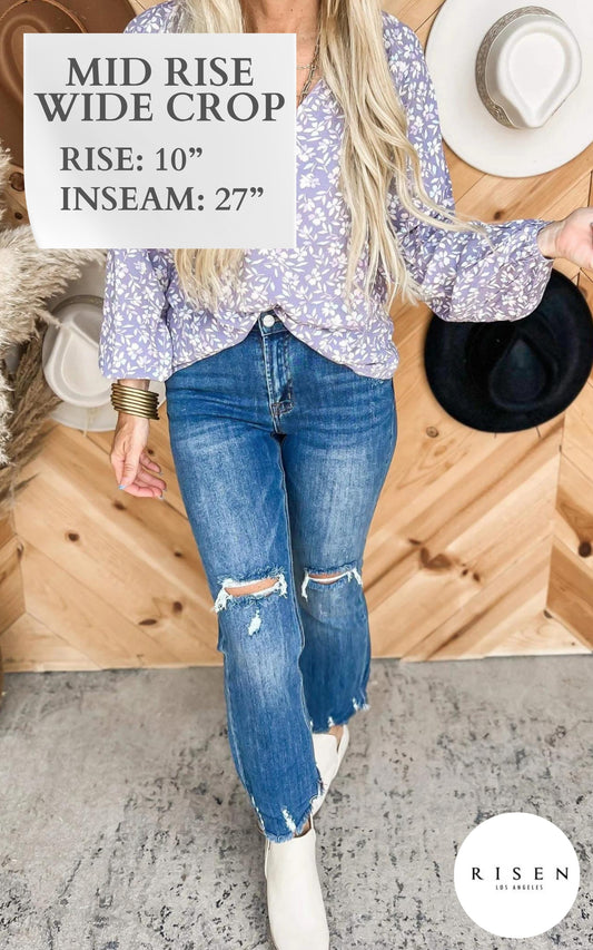 Distressed Capri w/ Cuff Denim Jeans | Risen - Final Sale**