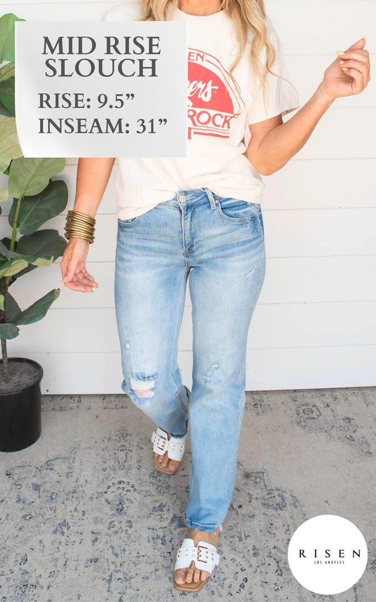 Mid Rise Slouch Denim Jeans - Risen - Final Sale