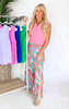 Floral Print Slit-Hem Palazzo Pants - Final Sale