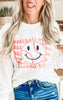 Baseball Vibes White Graphic Crewneck Sweatshirt