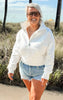 The Ava White 1/2 Zip Mock Neck Sweatshirt by Salty Wave**DEAL-COUPON EXCLUDED