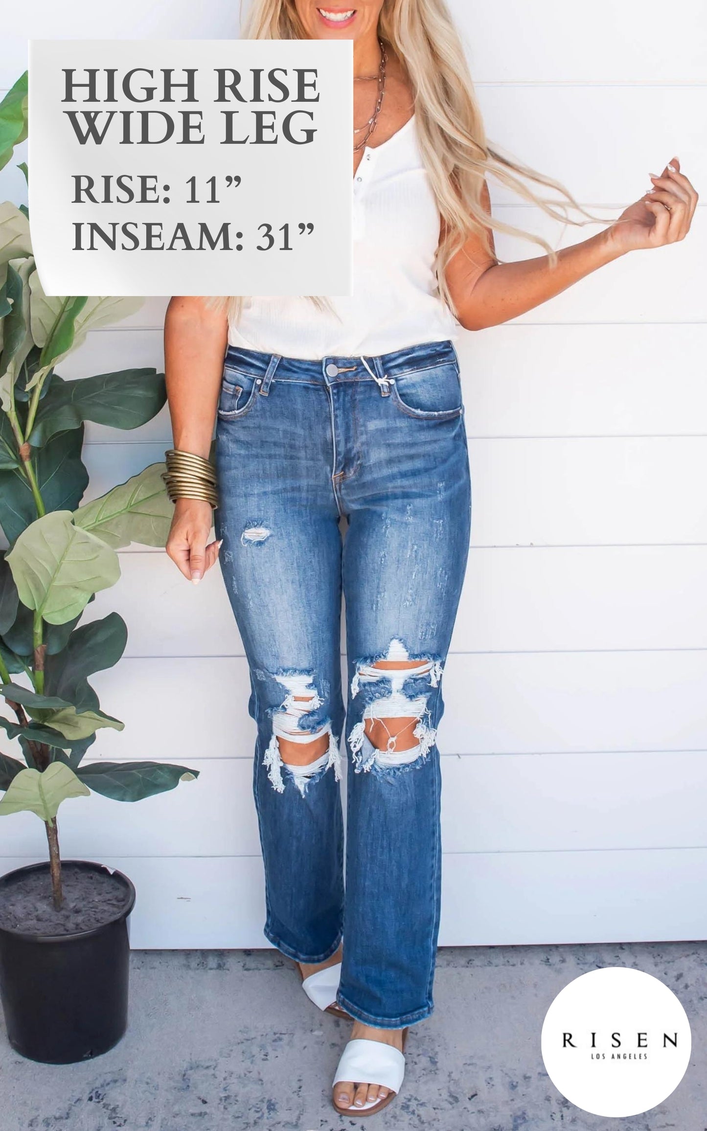 High Rise Distressed Loose Fit Straight Leg Jeans | Risen - Final Sale