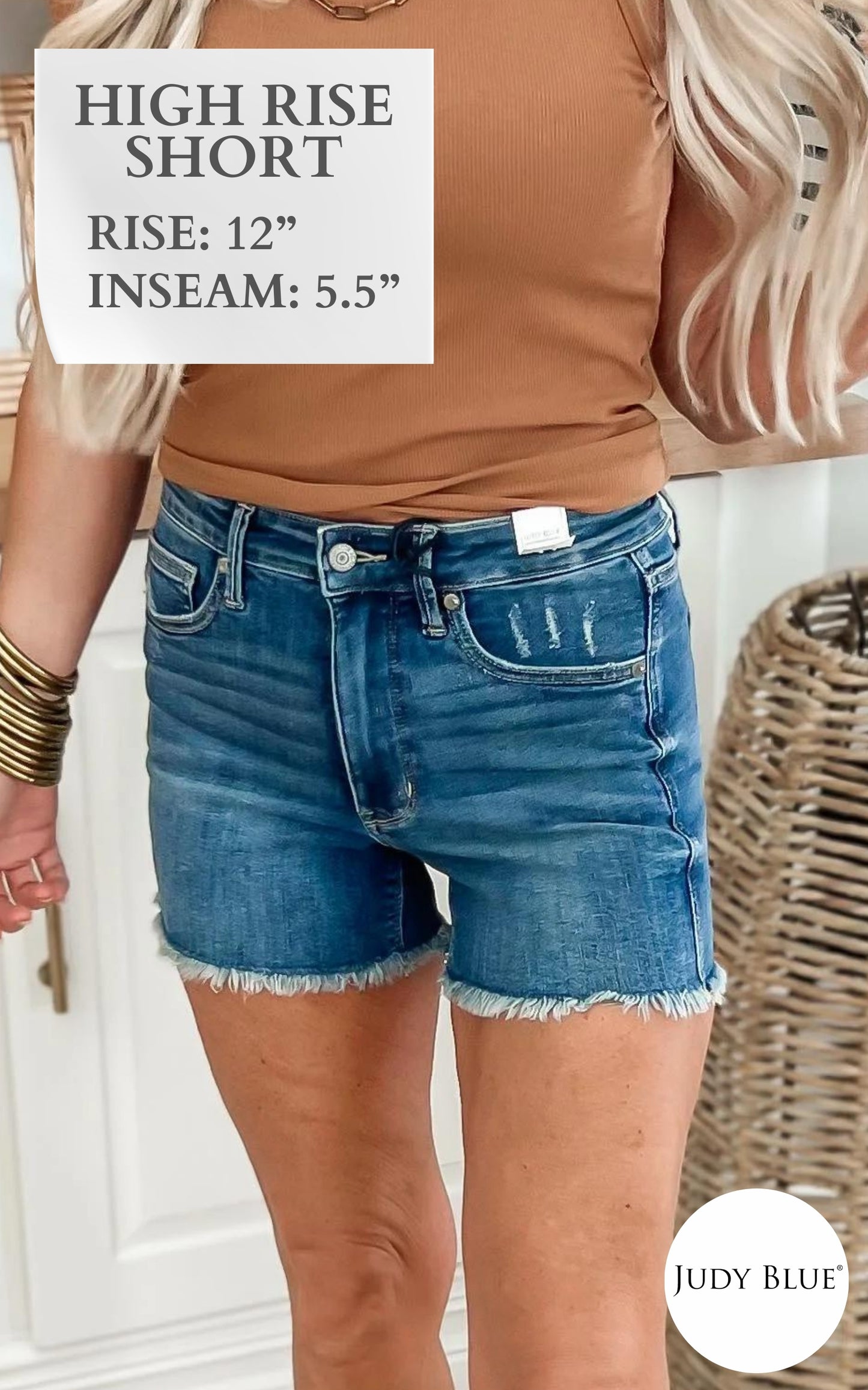 Judy Blue High Waist Tummy Control Fray Hem Denim Shorts - Final Sale