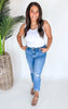 MICA | The Regina High Rise Ankle Straight w/ Side Slit Denim Jeans