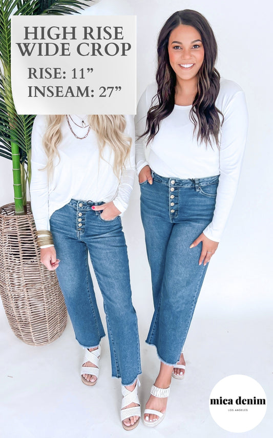 The Bristol High Rise Wide Leg Crop Denim Jean | Mica