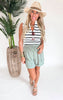 Striped Zipped Sleeveless Sweater Top - Final Sale