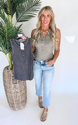 Sleeveless Henley Casual Knit Top by POL