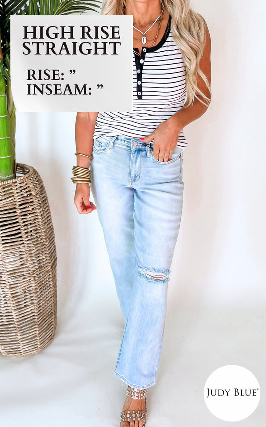 The Tiffani High Waisted 90's Back Rip Straight Denim (REG/CURVY) | Judy Blue