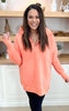 Coral Never Take Off Button Front Tunic Hoodie with Pockets by Salty Wave