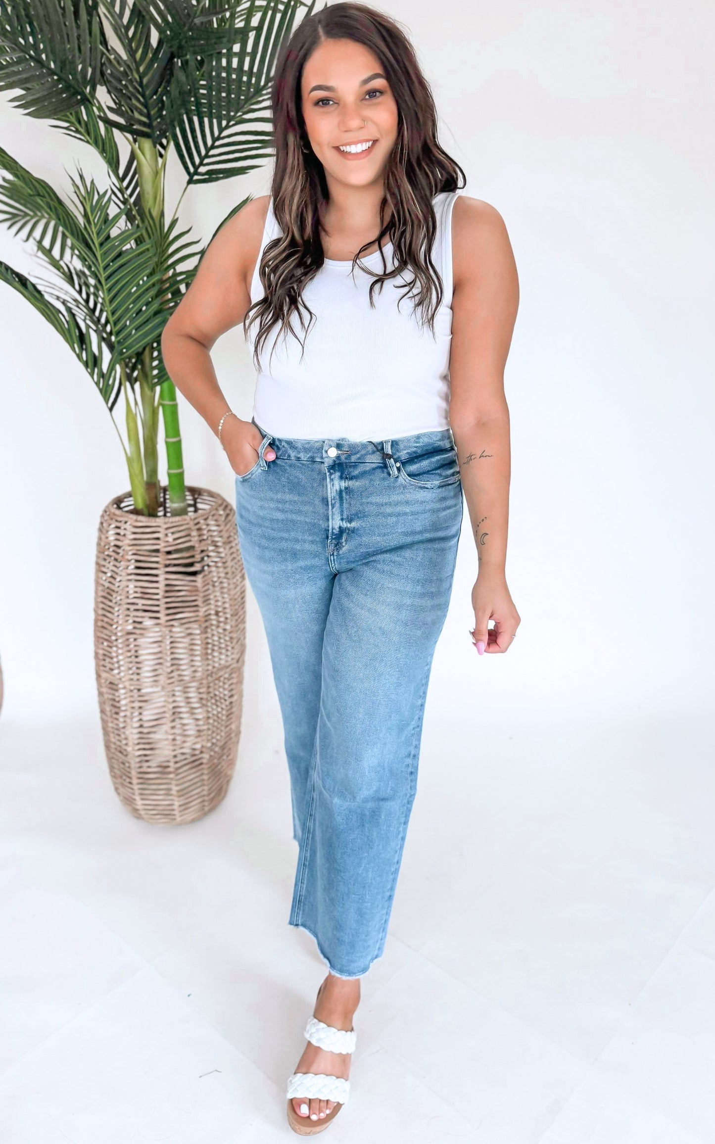 Festival Stretch Super High-Rise Wide Leg Denim Jeans | Mica