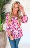 The Lizzy Make You Smile Floral Blouse Top - Final Sale