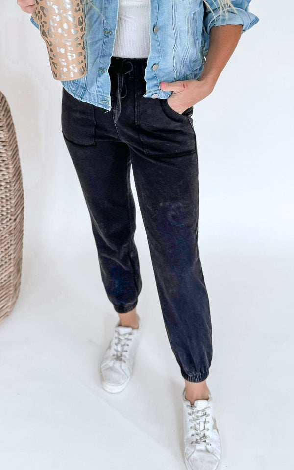 Mineral Wash High Waisted Knit Jogger