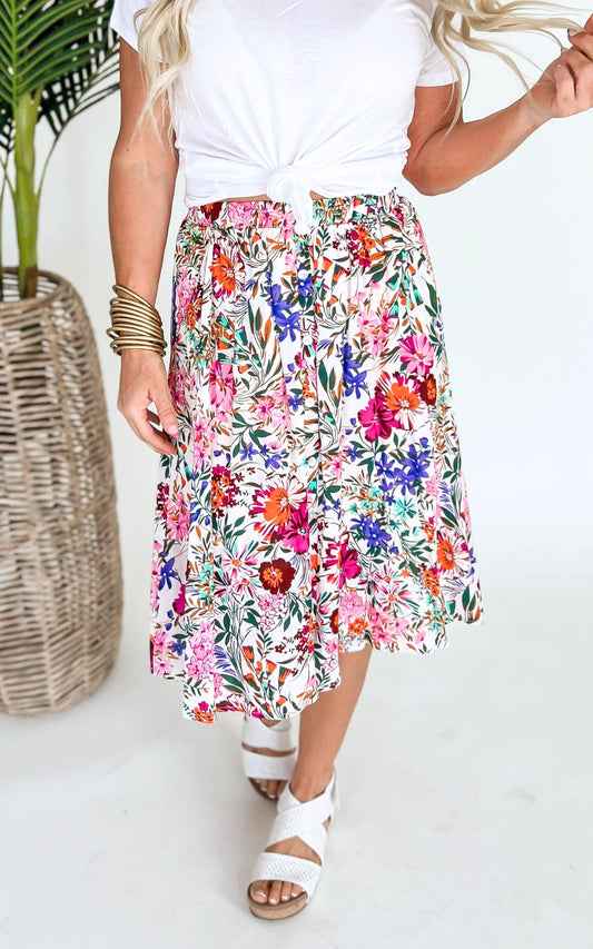 Garden Gala Woven Floral Skirt - Final Sale