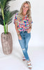 Petal Power Button Up Short Sleeve Blouse Top - Final Sale