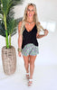 Black Crinkle Solid Cami Top