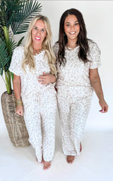 Taupe Cheetah Pant Pajama Set by Salty Wave