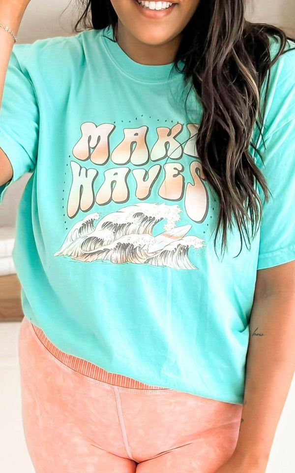 Mint MAKE WAVES Garment Dyed Graphic T-shirt