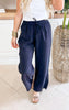 High-Waist Tie Waist Linen Blend Wide Leg Pants - Final Sale