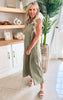 Olive Solid Cotton Gauze Jumpsuit - Final Sale