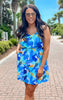 Watercolor Blue Sleeveless Floral Dress - Final Sale