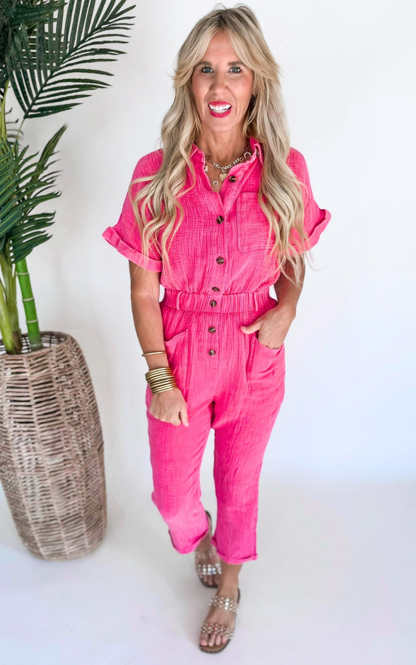 Feel the Confidence Short Sleeve Solid Knit Jumpsuit - Final Sale