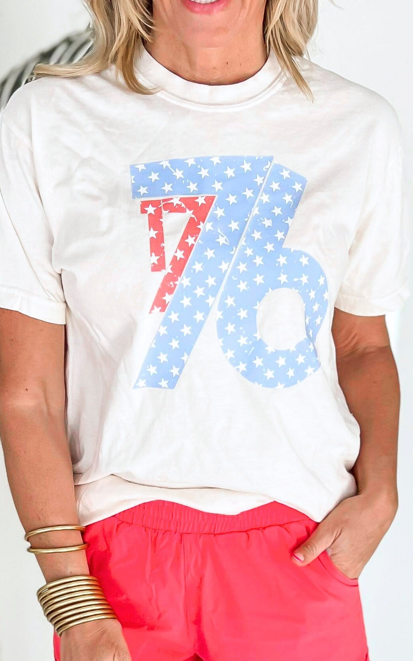 Cream 1776 Garment Dyed Graphic T-shirt - Final Sale