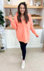 Coral Never Take Off Button Front Tunic Hoodie with Pockets by Salty Wave