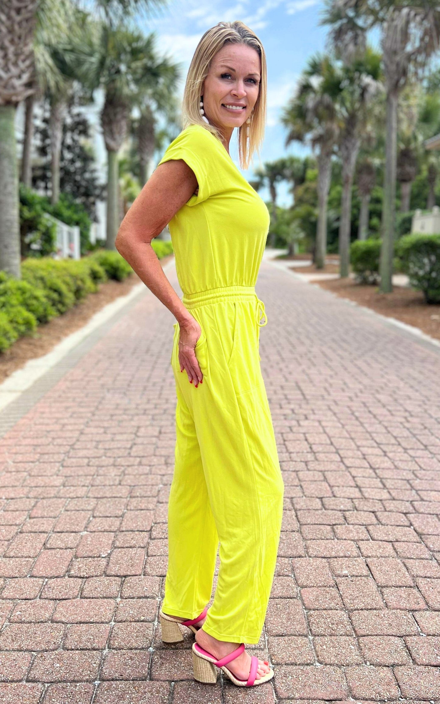 One-And-Done V Neck Stretch Jumpsuit - Final Sale