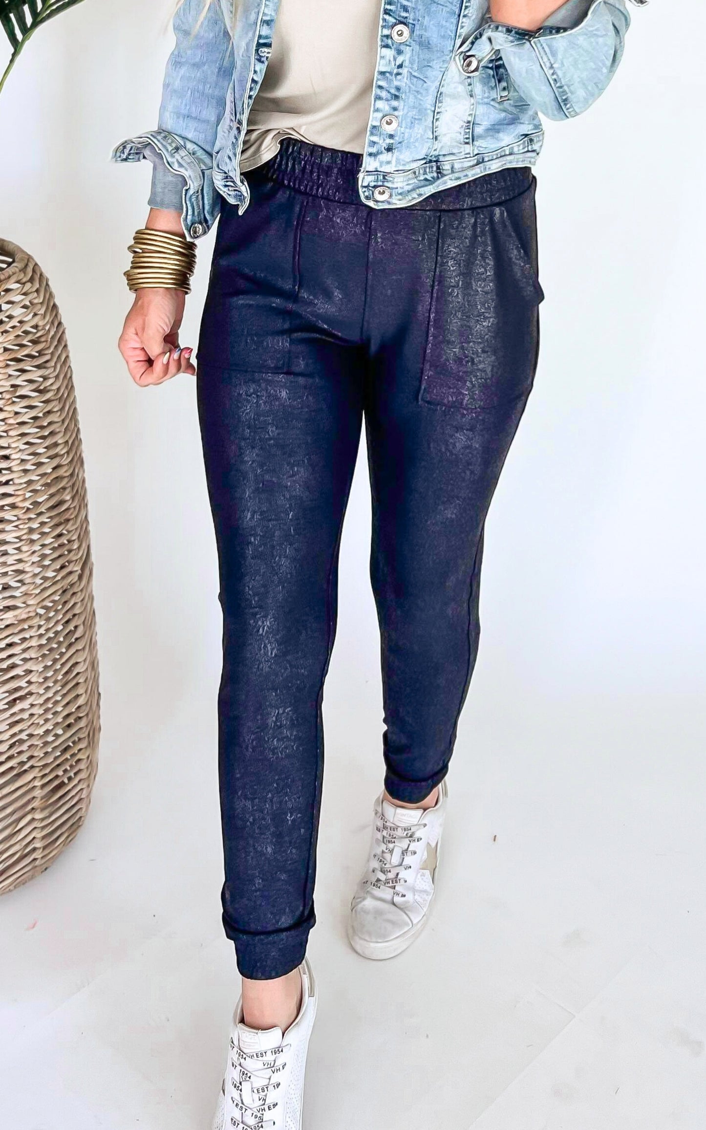 Foil Printed High-Waisted Joggers | Mono B