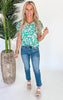 The Lizzy Emerald Short Sleeve Blouse Top - Final Sale