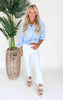 Blue Stripe Long Sleeve Button Down Top - Final Sale