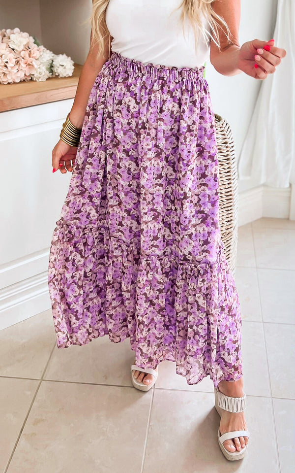 Lavender Fields Floral Maxi Skirt