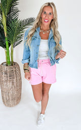 Lets Sparkle High Waisted Solid Knit Shorts