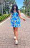 Watercolor Blue Sleeveless Floral Dress - Final Sale