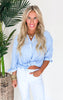 Blue Stripe Long Sleeve Button Down Top - Final Sale