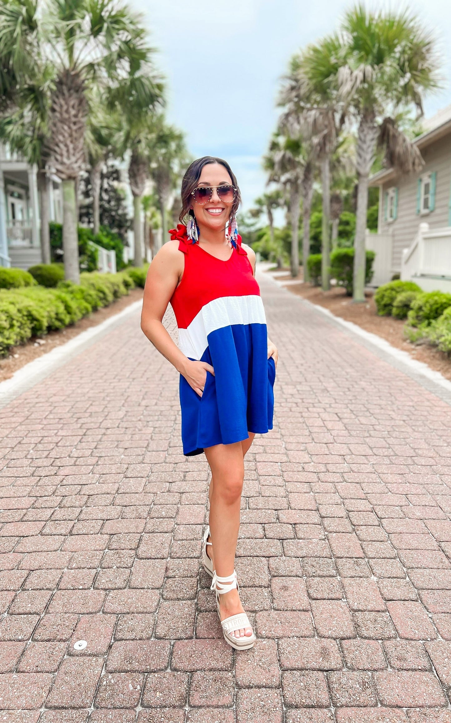 Liberty Bound Colorblock Patriotic Romper - Final Sale