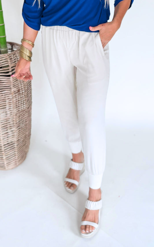 Dress them Up High Waisted Solid Woven Joggers - Final Sale