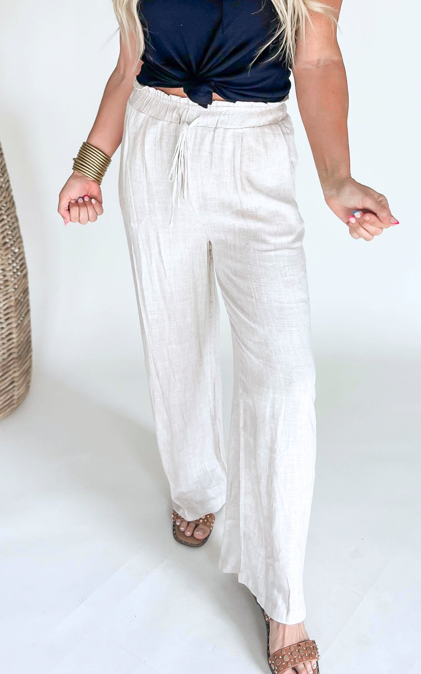 Sunday Brunch Linen Wide Leg Pants