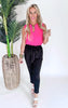 Fuchsia Sleeveless Solid Knit Blouse Top- Final Sale