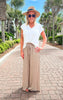 Beach Vacation Shirring Detail Wide Pants - Final Sale