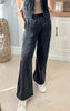 MONO B Black Mineral Washed French Terry Wide Leg Pants