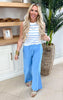 Ocean Blue Gauze Wide Leg Pants