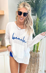 "Beach" Oversized Knit Sweater - Final Sale