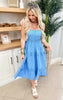 Ocean Blue Solid Gauze Maxi Dress