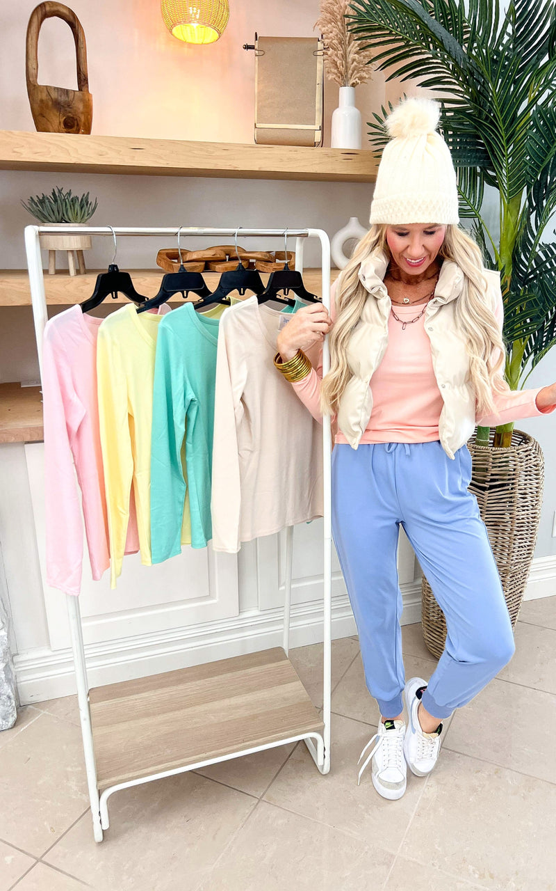SALTY WAVE Hold Tight Long Sleeve Tops- Pastel