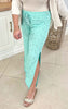 Paradise Green Floral Eyelet Pant w/ Slits - Final Sale