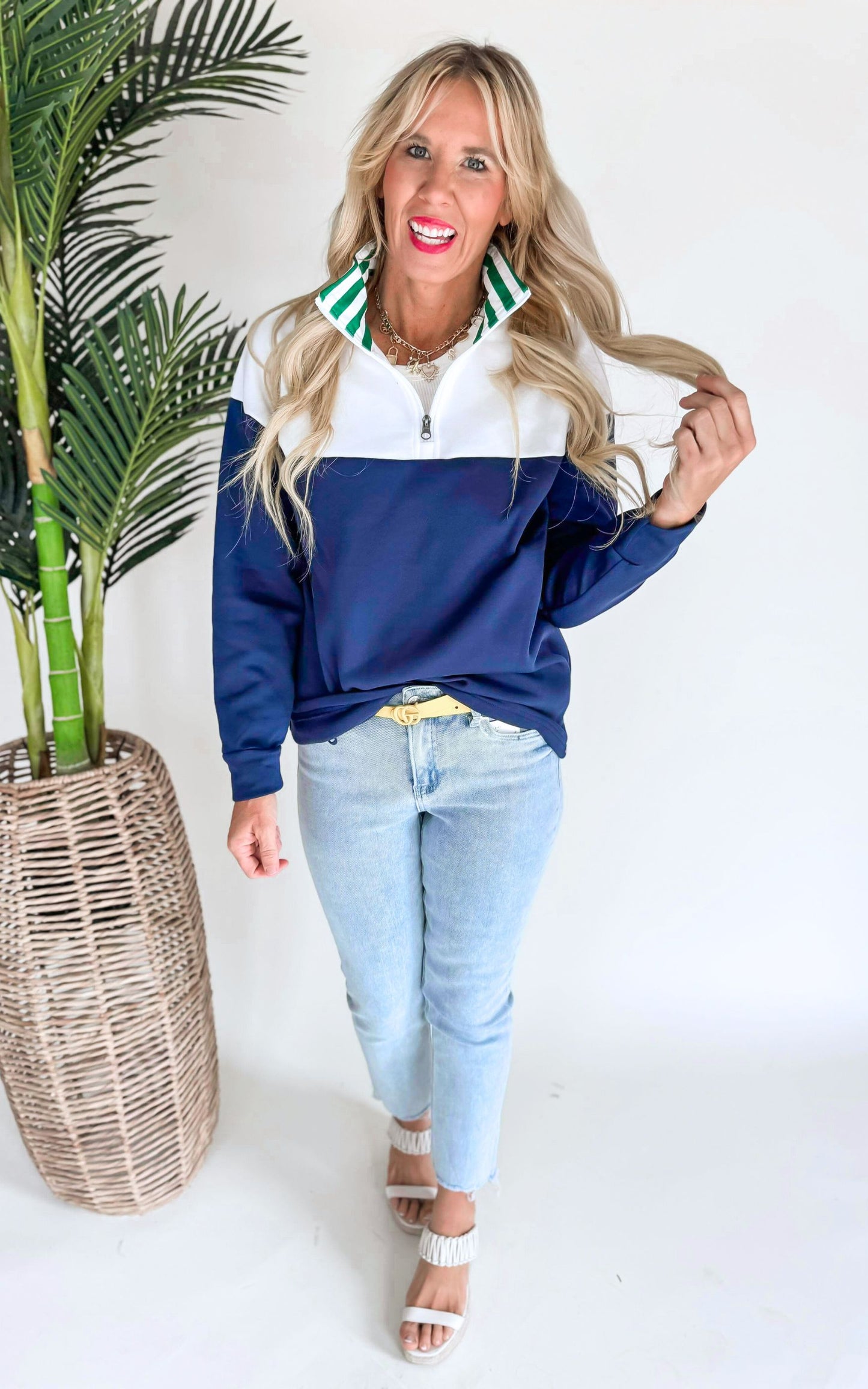 Navy Colorblock Zip Sweatshirt by Salty Wave