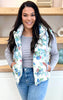 Blue Floral Quilted Vest - Final Sale