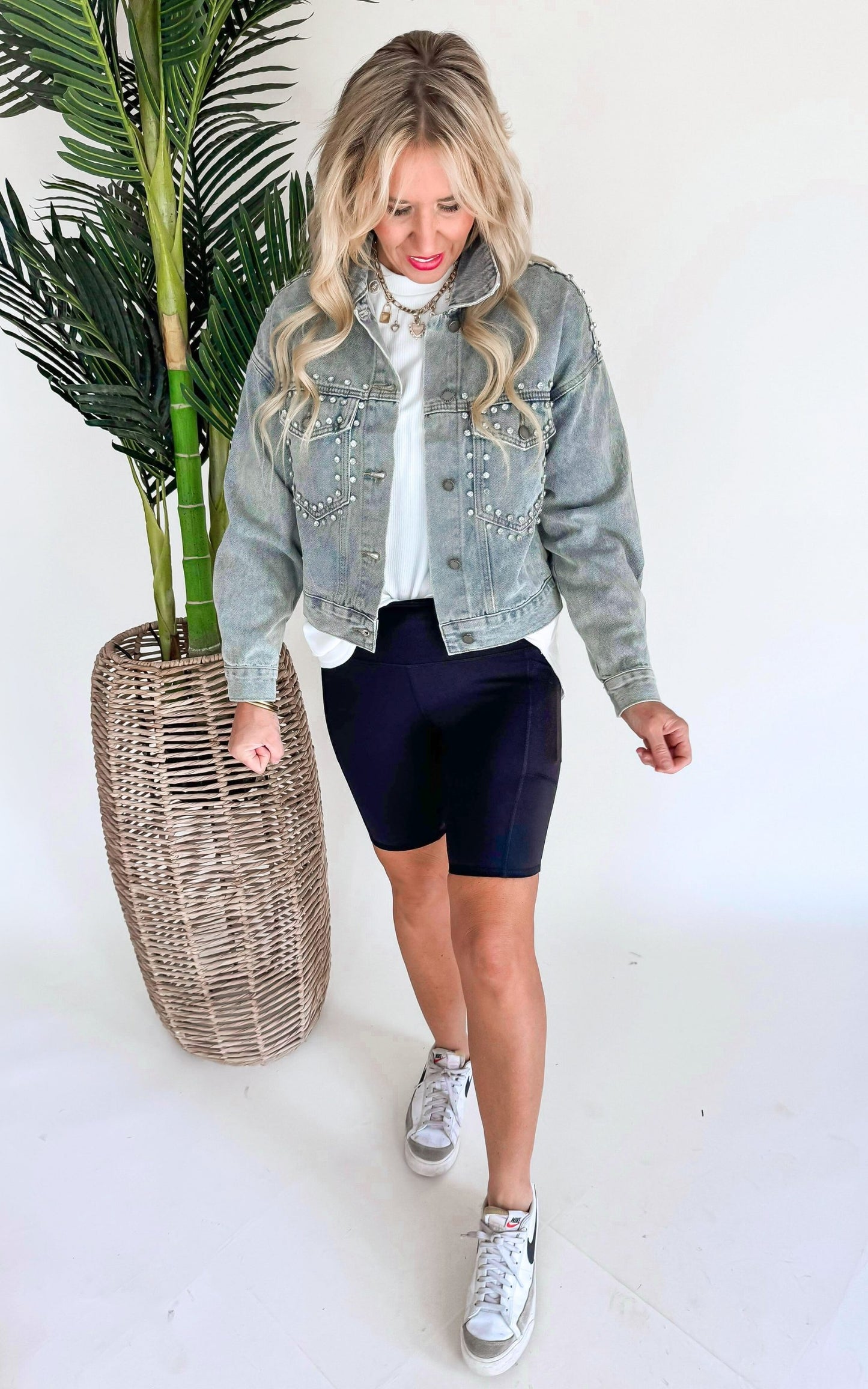 Chunky Rhinestone Denim Jacket